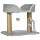 PawHut Cat Tree Tower Condo with Jute Scratching Posts - Light Grey-Jute scratching posts, so pets can dig and claw 