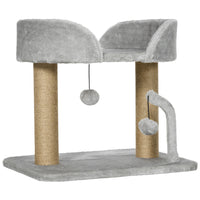PawHut Cat Tree Tower Condo with Jute Scratching Posts - Light Grey-Jute scratching posts, so pets can dig and claw 