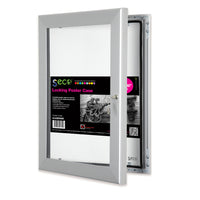 SECO Lockable Indoor/Outdoor Poster Frame Case - Silver - 40" x 60"-A lockable indoor or outdoor waterproof case to display posters, pictures, and notices - can be used indoors and outdoors