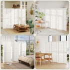 HOMCOM 6 Panel Geometric Pattern Freestanding Room Divider for Bedroom - White-Crafted with a lightweight paulownia wood frame, making it easy to move 
