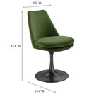 Modway Lippa Swivel Dining Performance Velvet Side Chair - Black Moss Green-Armless Design with Pedestal Base