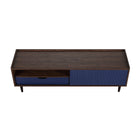 Manhattan Comfort Duane 59.25" Mid-Century Modern TV Stand - Dark Brown and Navy Blue-15.78" L x 59.25" W x 18.62" H