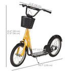 Aosom Kick Scooter for Kids Teen with Adjustable Handlebar 2 Brakes Basket - Orange-Dual braking system to stop the front and back individually 