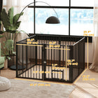 PawHut 8-Panel Dog Playpen with Door - 30" H-One-way door with cat door facilitates easy entry