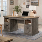Sauder Sonnet Springs Executive Desk - Pebble Pine-Two file drawers with full extension slides hold letter-size hanging files