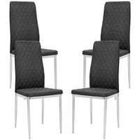 HOMCOM Dining Chairs with Upholstery Seat & Steel Legs - Black - Set of 4-Set of four dining chairs great for dining, conversation, and more