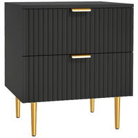 HOMCOM Nightstand, Modern Style with Drawer and Shelf - Black-Sleek gold finger pulls add a touch of sophistication