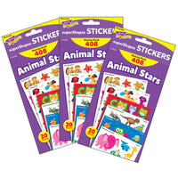 TREND Animal Stars superShapes Stickers-Large Variety Pack - 3 Packs of 408-Variety of sizes and designs to delight. Great for invitations, scrapbooking, and announcements.