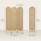 HOMCOM 3 Panel Arched Top Woven Freestanding Room Divider for Bedroom - Natural Wood-Folds down to a slim profile, making storage in tight spaces easy 
