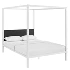 Modway Raina Canopy Queen Bed Frame - White Grey-Powder Coated Sturdy Steel Frame