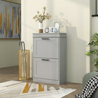 HOMCOM Narrow Shoe Cabinet with Flip Drawers & Adjustable Shelf for Entryway - Grey-Compact design makes it great for small entryways or any narrow places