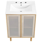 Modway Calla 24" Perforated Metal Bathroom Vanity - White/Oak-Assembly Required