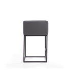 Manhattan Comfort Embassy 20.5" Mid-Century Modern Faux Leather Upholstered Counter Stool - Grey and Black-Includes Footrest Base