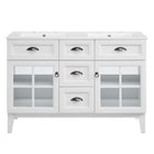 Modway Isle 48" Double Bathroom Vanity Cabinet - White-8" Centerset Holes