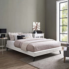 Modway Loryn Vinyl Queen Bed Frame with Round Splayed Legs - White-Upholstered in Vinyl