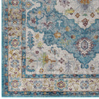 Modway Success Anisah Distressed Floral Vintage Medallion Area Rug - 4 ft W x 6 ft L - Light Blue Ivory Yellow Orange-Stain Resistant / Easy to Clean