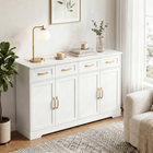 HOMCOM 55" Modern Farmhouse Sideboard Buffet Cabinet with Multi Storage Doors & Drawers - White-Wear-resistant painted surface wipes clean easily for everyday upkeep