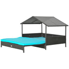PawHut Extendable Rattan Dog House with Roof - Blue-Classic dark coffee colour with elegant design, this pet house brings modern style to your indoor and outdoor space 