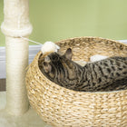 PawHut 28" Cat Tree with Scratching Post and Two Beds - Beige-Accommodates 1 or 2 kittens under 10 lbs (5 kg) 