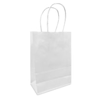 Reliabag Paper Bags - Twist Handles - 5.3" W x 3.5" D x 8.5" H - White - 100 Pack-Made by the premium white kraft paper with the re-enforced flat bottom