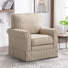 Ebello Kandyn 29.7" W Modern Soft Stripe Upholstered Swivel Barrel Chair with Removable Cushion - Brown-High-Resilience Support: Foam-filled cushions are engineered to retain their shape, ensuring lasting comfort