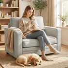 HOMCOM Velvet-feel Accent Chair with Wide Seat for Living Room - Grey-5.9" thick foam cushioning and pocket spring system ensure soft yet supportive seating experience   
