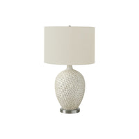 Monarch Specialties 28" H Contemporary Table Lamp - Cream Ceramic / Ivory / Cream Shade-Elevate your home with this contemporary vase shaped, 28"h cream ceramic table lamp in a textured finish, mounted on a round silver metal base and attached to a transparent 6ft long cord
