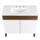 Modway Render 36" Bathroom Vanity - White/Walnut/White-Fixtures Not Included