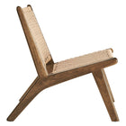 Modway Saoirse Woven Rope Wood Accent Lounge Chair - Walnut Natural-Angled Legs and Crossbar Supports