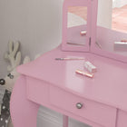 Qaba Kids Vanity Table & Stool Girls Dressing Set - Pink-Colour: Pink
