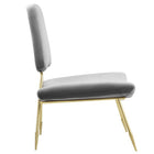 Modway Ponder Performance Velvet Lounge Chair - Grey-Gold Stainless Steel Frame
