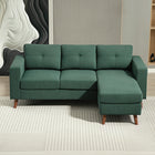 HOMCOM L-Shaped Sectional Sofa with Chaise Lounge - Dark Green-Includes three plush back cushions and wide armrests for added relaxation