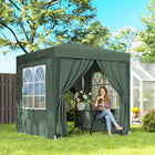 Outsunny 6.6' ft W x 6.6 ft L Pop Up Canopy Tent for Outdoor/Garden/Patio - Dark Green-Powder coated steel frame construction in white finish to ensure long lasting use
