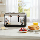 JS Gourmet Retro Rosewood Collection 4-Slice Toaster - Stainless Steel-Adjustable browning control