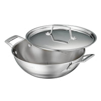 Tramontina Utsava 2.75 Qt Tri-Ply Clad Stainless Steel Kadai with Lid - Induction Ready-Consistent Cooking: Tri-ply clad design heats quickly and evenly, perfect for dishes that bring everyone together