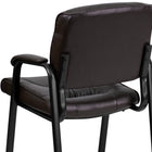 Flash Furniture Leather Executive Side Reception Chair with Black Metal Frame - Brown-Padded Arms