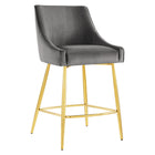 Modway Discern Performance Velvet Counter Stool - Gray-Glam Deco Counter Stool