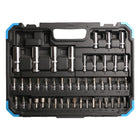 Fixtec 1/2-inch & 1/4-inch Drive Ratchet and Socket Mechanics 94-Piece Set-Includes: 13PCS-1/4"Dr.Sockets: 4,4.5,5,5.5,6,7,8,9,10,11,12,13,14mm 8PCS-1/4"Dr. Deep Sockets: 6,7,8,9,10,11,12,13mm 2PCS-1/4"Dr. Extension Bars: 2"& 4" 1PC-1/4"Dr. Universal Joint 1PC-1/4"Dr. Quick Ratchet Handle 1PC-1/4Dr. Spinner Handel: 6" 17PCS-1/4"Dr. Bit Sockets: SL4,5.5,7 PH1,2 PZ1,2 HEX3,4,5,6 T8,10,15,20,25,30 1PC-1/4"Dr. Flexible Extension: 6" 1PC-1/4"Dr. Sliding T Bar 18PCS-1/2"Dr. Sockets: 10,11,12,13,14,15,16,17,18,19,