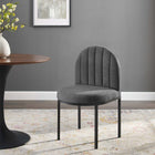 Modway Isla Channel Tufted Upholstered Fabric Dining Side Chair - Black/Charcoal-Clamshell Design