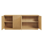 Modway Render 71" 4-Door Fluted Sideboard Cabinet TV Stand - Oak-8