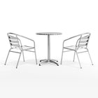 Flash Furniture 23.5" Round Aluminum Indoor-Outdoor Table Set with 2 Slat Back Chairs-Designed for Indoor and Outdoor Use