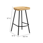 Modway Concord Backless Wood Counter Stools - Oak - Set of 2-Contoured Seat