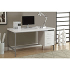 Monarch Specialties 7046 60" Computer Desk - White/Silver Metal-Three convenient closed storage drawers for organizing supplies and keeping your workspace clutter-free