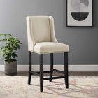 Modway Baron Upholstered Fabric Counter Stool - Beige-Dense Foam Padding for Comfort