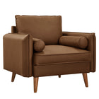 Modway Revive Upholstered Vegan Leather Accent Armchair - Brown-Vegan Leather Upholstery