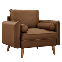 Modway Revive Upholstered Vegan Leather Accent Armchair - Brown-Vegan Leather Upholstery