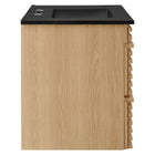 Modway Render 30" Wall-Mount Bathroom Vanity - Oak/Black-Full-Extension Drawers