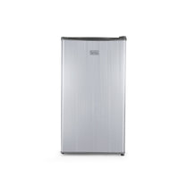BLACK+DECKER 3.2 cu. ft. Freestanding Mini Fridge with Freezer - Stainless Steel-Compact & Stylish: The sleek, modern design - available in black, stainless look vinyl, and white - is perfect for college dorm rooms, offices, garages, home bars, small apartments, and RV campers