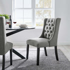 Modway Baronet Button Tufted Fabric Dining Chair - Light Grey-Dense Foam Padding