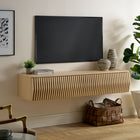 Modway Vaughn 64" Wall Mount TV Stand - Ash-Timber Strip Design
